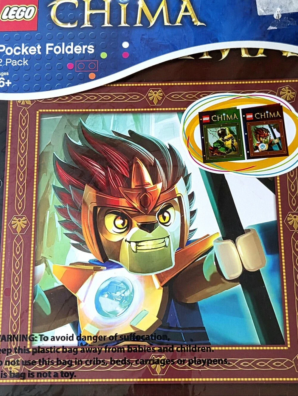 NWT LEGO Chima Pocket Folders 2 Pack 1 brown 1 green